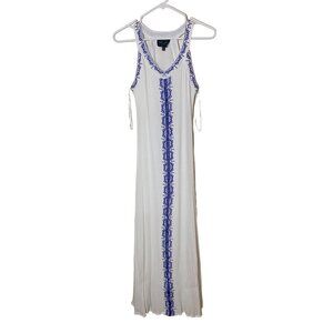 Romeo + Juliet Couture White & Blue Embroidered Maxi Dress XS